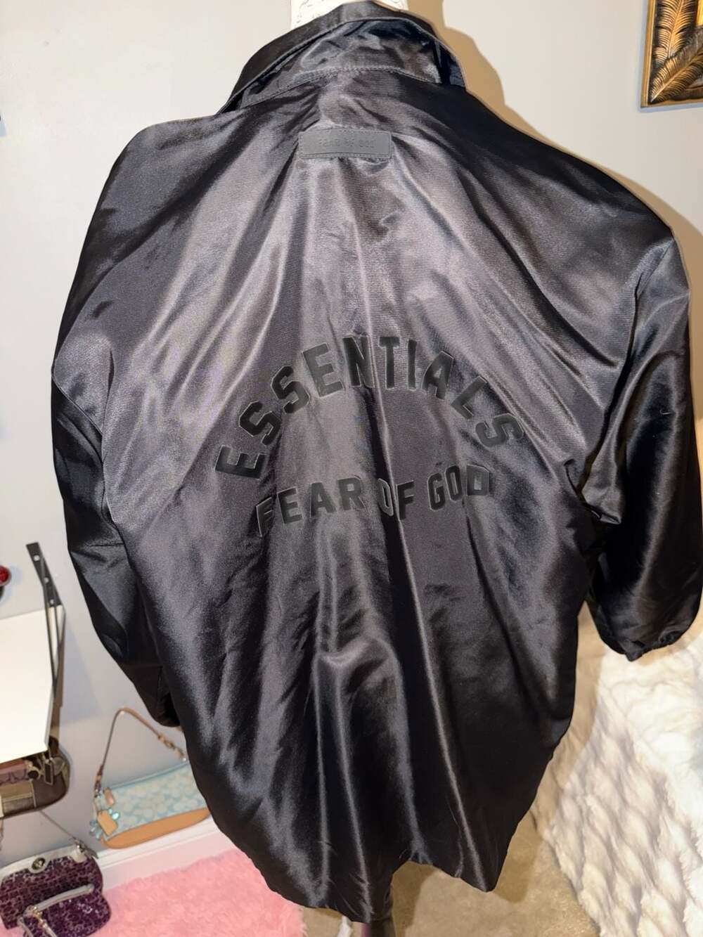 Fear of God Essentials Kids Logo-Appliquéd Shell Coach Jacket Black XL